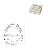 Elegant Circular Familienaam Return Address Rubberstempel (Gestempeld)