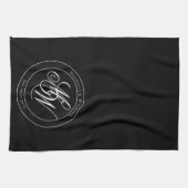 Elegant Cirkel Monogram Script Theedoek (Horizontaal)