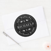 Elegant Cirkelmonogram Achternaam Retouradres Ronde Sticker (Envelop)