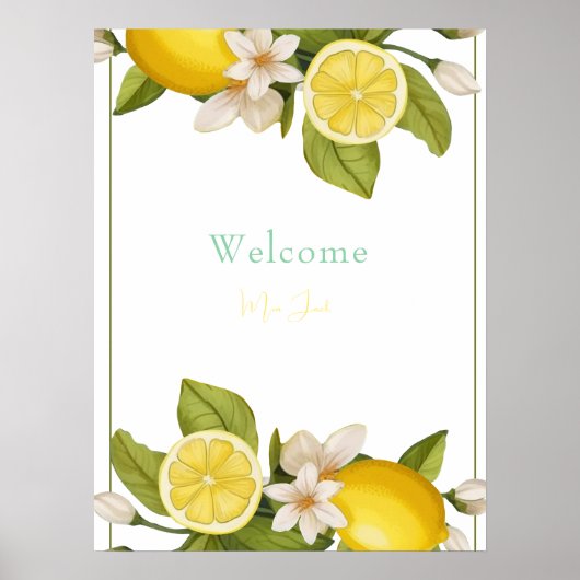 Elegant citroen Baby shower Poster (Voorkant)