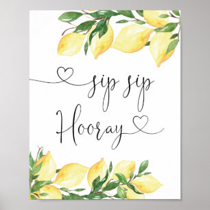 Elegant Citroen Bruidsfeest Sip Sip Hoeraa Bord Poster
