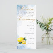 Elegant Citroen Geel & Blauw Waterverf Bruiloft (Staand voorkant)