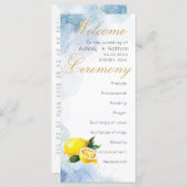 Elegant Citroen Geel & Blauw Waterverf Bruiloft (Voorkant / Achterkant)