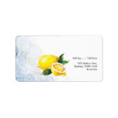 Elegant Citroen Geel & Blauw Waterverf Bruiloft Etiket (Voorkant)