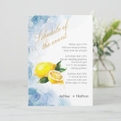 Elegant Citroen geel & Blauw Waterverf Bruiloft Kaart (Staand voorkant)