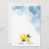 Elegant Citroen geel & Blauw Waterverf Bruiloft Kaart (Achterkant)