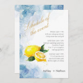 Elegant Citroen geel & Blauw Waterverf Bruiloft Kaart (Voorkant / Achterkant)