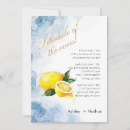 Elegant Citroen geel & Blauw Waterverf Bruiloft Kaart