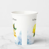 Elegant Citroen Geel & Blauw Waterverf Bruiloft Papieren Bekers (Links)