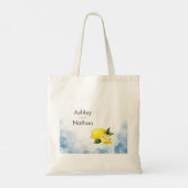 Elegant Citroen Geel & Blauw Waterverf Bruiloft Tote Bag (Achterkant)