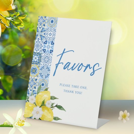 Elegant citroen Italiaans Baby shower geeft de voo Reclamebord Met Voetstuk