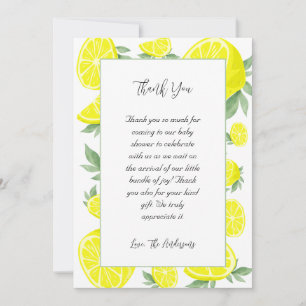 Elegant citroenen Baby shower Bedankkaart