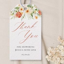 Elegant Citrus Bloem Bruidsmeisjesfeest Bedankt Cadeaulabel