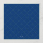 Elegant Citrus Blue Gold Floral Wedding Kaart (Achterkant)