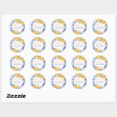Elegant Citrus Blue Tegels Baby shower Ronde Sticker (Vel)