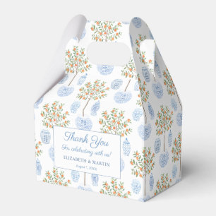 Elegant Citrus Blue White China Weddenschap Bedank Bedankdoosjes