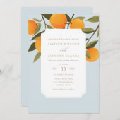 Elegant Citrus Botanical Wedding Invitation Kaart (Voorkant / Achterkant)