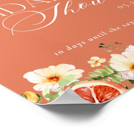 Elegant Citrus Floral Vrijgezellenfeest Welkomstbo Poster (Hoek)