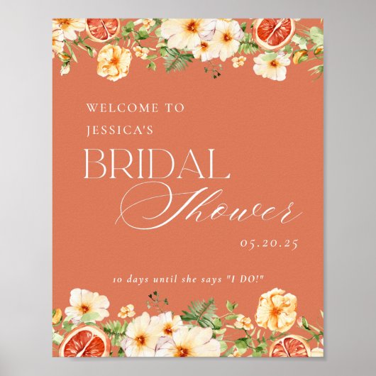 Elegant Citrus Floral Vrijgezellenfeest Welkomstbo Poster (Voorkant)
