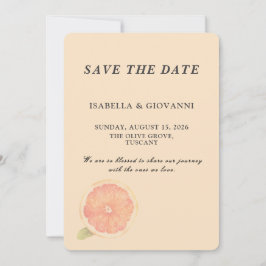 Elegant Citrus Grapefruit Wedding Save the Date Kaart