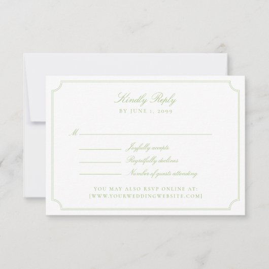 Elegant Citrus Green Double Frame Wedding RSVP Car (Voorkant)