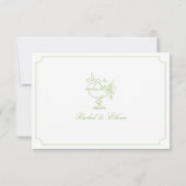 Elegant Citrus Green Double Frame Wedding RSVP Car (Achterkant)