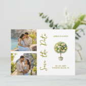 Elegant Citrus Mediterranean Topiary 2-Photo Save The Date (Staand voorkant)