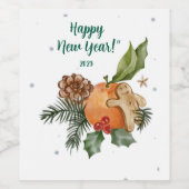 Elegant citrus nieuwjaarsdesign wijn etiket (Enkel label)