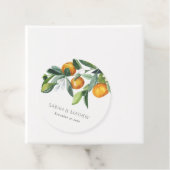 Elegant Citrus Oranje Botanical Boho Wedding Bedankjes Labels (In situ)