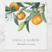 Elegant Citrus Oranje Botanical Boho Wedding Wijn Etiket (Enkel label)
