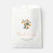 Elegant Citrus Oranje Botanisch Baby shower Bedankzakje (Voorkant)