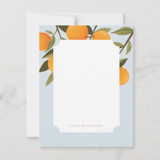 Elegant Citrus Oranje - Speciaal papier Notitiekaartje (Voorkant)