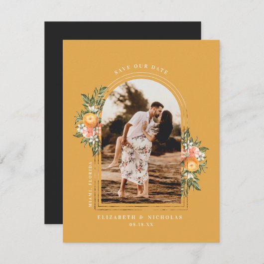Elegant Citrus Orchard | Boho Save the Date (Voorkant / Achterkant)