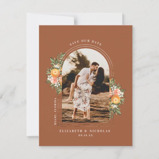 Elegant Citrus Orchard | Boho Save the Date (Voorkant)