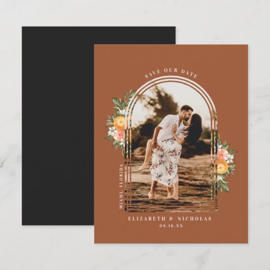 Elegant Citrus Orchard | Boho Save the Date (Voorkant / Achterkant)