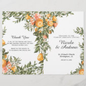 Elegant Citrus Orchard Folded Wedding Programme (Voorkant)
