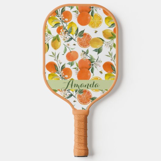 Elegant Citrus Patroon Pickleball Paddle (Voorkant)