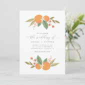 Elegant Citrus Sinaasappels Wedding Invitation Kaart (Staand voorkant)