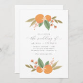 Elegant Citrus Sinaasappels Wedding Invitation Kaart (Voorkant / Achterkant)