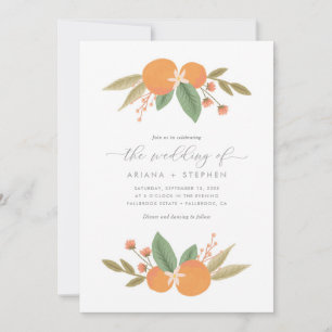 Elegant Citrus Sinaasappels Wedding Invitation Kaart
