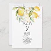 Elegant citrus table number seating chart cards (Voorkant)