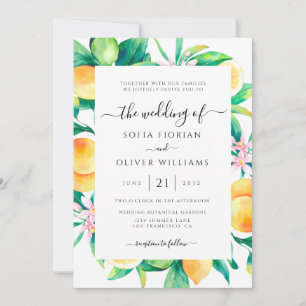 Elegant Citrus Wedding Invitations Kaart