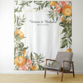 Elegant Citrus Wedding Photo Booth Backdrop Wandkleed (In situ)