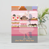Elegant City Couple in Love Cakes Wedding Kaart (Staand voorkant)