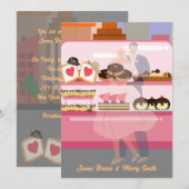 Elegant City Couple in Love Cakes Wedding Kaart (Voorkant / Achterkant)