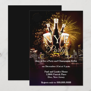 Elegant City Licht Nieuwe Jaren Eve Partij Kaart