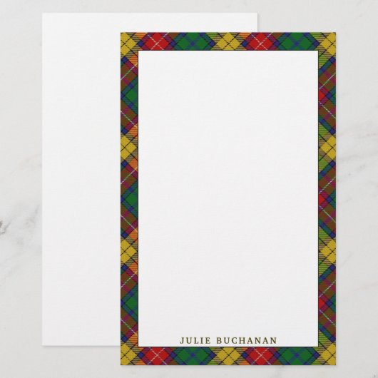 Elegant Clan Buchanan Tartan Pset Briefpapier (Voorkant / Achterkant)