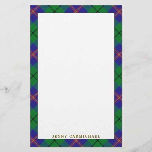 Elegant Clan Carmichael Tartan Pset Briefpapier (Voorkant)