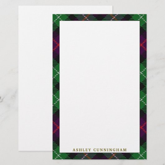 Elegant Clan Cunningham Tartan Plaid Briefpapier (Voorkant / Achterkant)