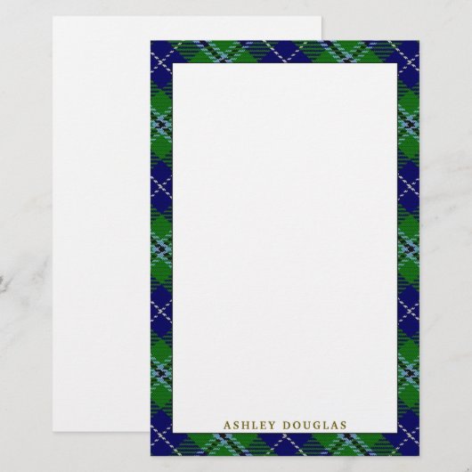 Elegant Clan Douglas Tartan Briefpapier (Voorkant / Achterkant)